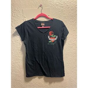 Harley Davidson Grand Turk Black V-Neck T-Shirt Woman’s XL